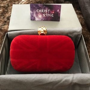 Alexander McQueen Britannia Velvet Skull Clutch